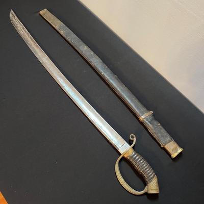 Antique C. 1908 Bayonet w. Leather Brass Sheath