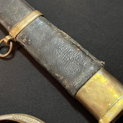 Antique C. 1908 Bayonet w. Leather Brass Sheath