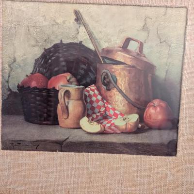 A Pair Of Vintage Robert Chailloux Litho Print Wood Framed Still Life Art Approx 19 1/2" x 17 1/8"