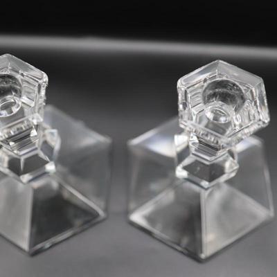 Pair of Val St Lambert Crystal Candlestick Holders