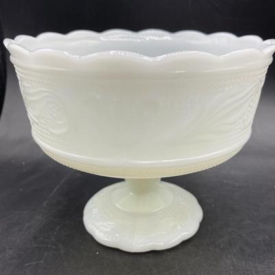 E O Brody Co. Milk Glass Pedestal Bowl Compote