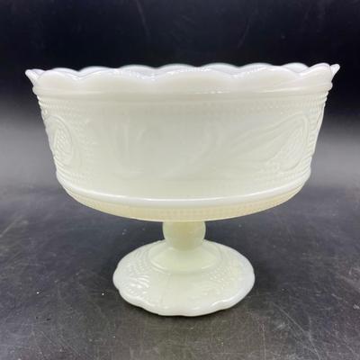 E O Brody Co. Milk Glass Pedestal Bowl Compote