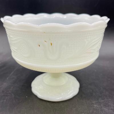 E O Brody Co. Milk Glass Pedestal Bowl Compote