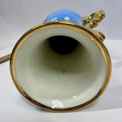 Antique French 19th Century Vase Vieux Paris Porcelain blue & gold romantic