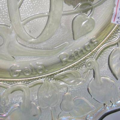 Imperial Glass No. 5 - 5 Golden Rings" Christmas Carnival Glass Plate 8 3/4"