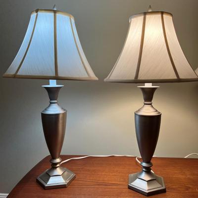 Pair of Table Lamps w. Brushed Finish