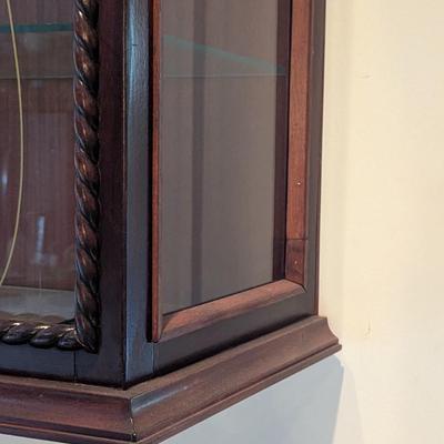 Wall Hanging Display Cabinet With Glass Sliding Doors & Glass Shelves