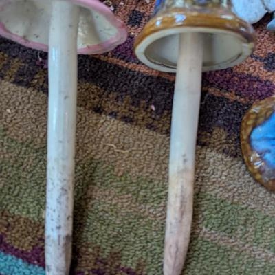Clay Mushroom Garden Decor & Stained Glass Birds