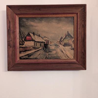 Pair Of French Farmhouse Art - Autumn Winter By Maurice De Vlaminck Print Approx 17 1/4" x 14 1/4"