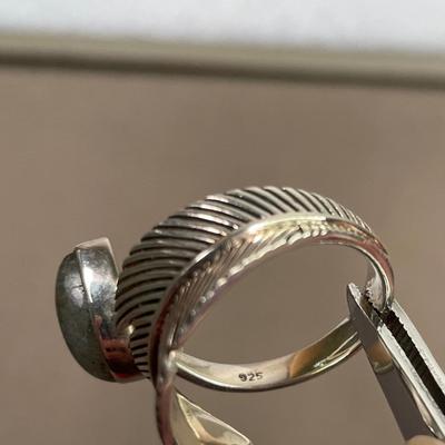 Sterling silver and Labradorite leaf wrap Ring