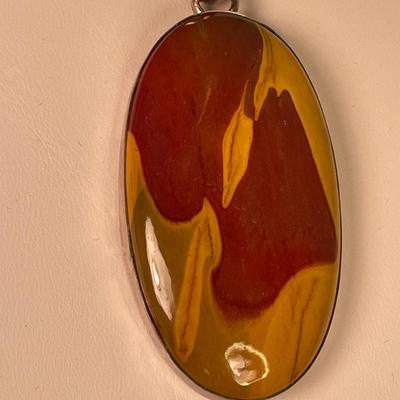 Huge Mookite Jasper and Sterling pendant