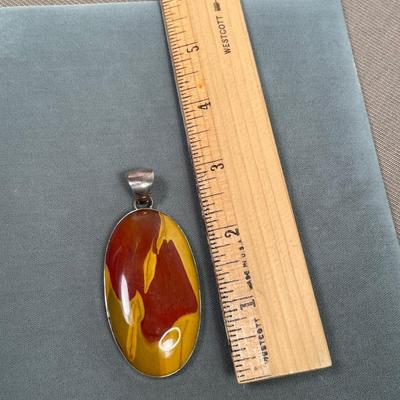 Huge Mookite Jasper and Sterling pendant