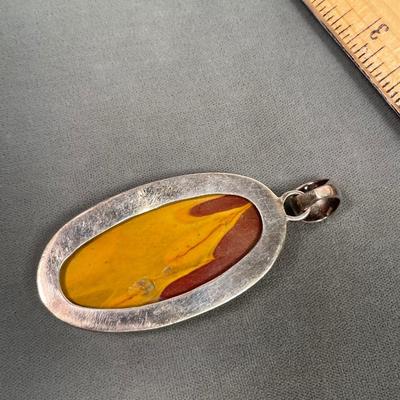 Huge Mookite Jasper and Sterling pendant