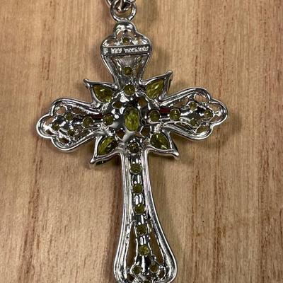 Peridot and Sterling Cross Pendant New