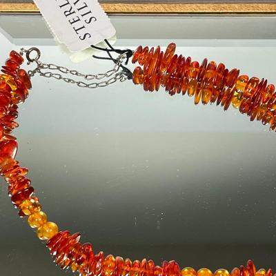 New Amber and Sterling Necklace
