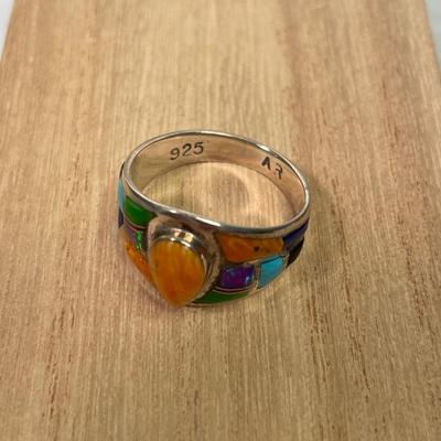 Spiny Oyster Sterling Silver Inlay Ring
