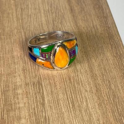 Spiny Oyster Sterling Silver Inlay Ring