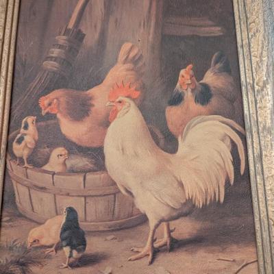 Approx 11" x 14" Framed Rooster Prints
