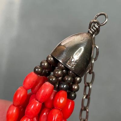 DTR Jay King 10 strand coral and sterling bracelet