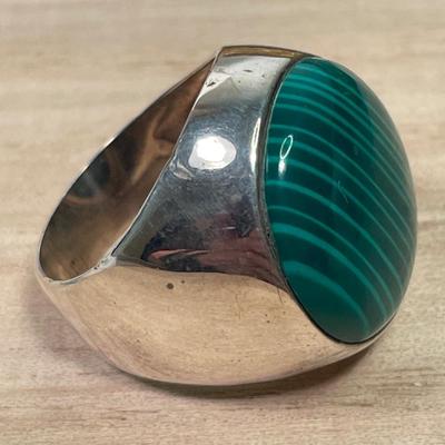 Sterling and Malachite dome ring