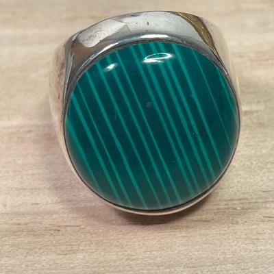 Sterling and Malachite dome ring
