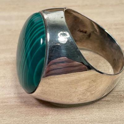 Sterling and Malachite dome ring