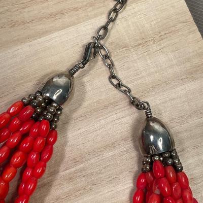 DTR Jay King Coral and Sterling Necklace