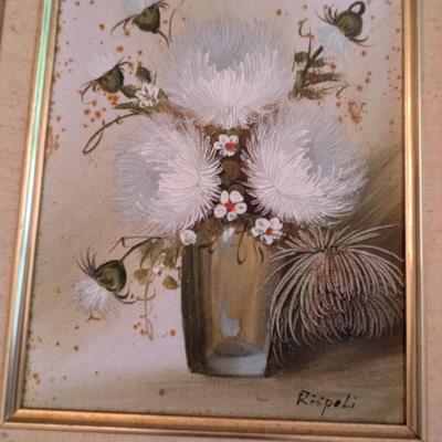 Franco Rispoli & Cooper Floral Arrangements & A Pair Of Mushroom Paintings