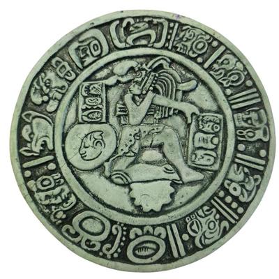 11" RARE VINTAGE AZTEC MAYAN JADITE WARRIOR PLAQUE
