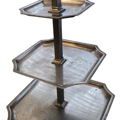 GODINGER SILVERPLATE THREE-TIER DESSERT STAND