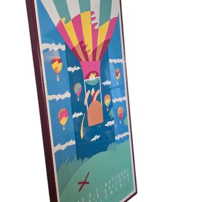 Vintage 1989 Hot Air Balloon championship wall decor