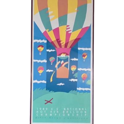Vintage 1989 Hot Air Balloon championship wall decor