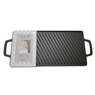 New 20” X 10” Pre-Seasoned Cast Iron Dolly Parton Reversible Grill & Griddle