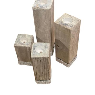 Rustic Reclaimed Wooden Candlesticks