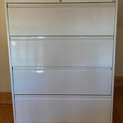 White Metal Filing Cabinet with Deep Drawers