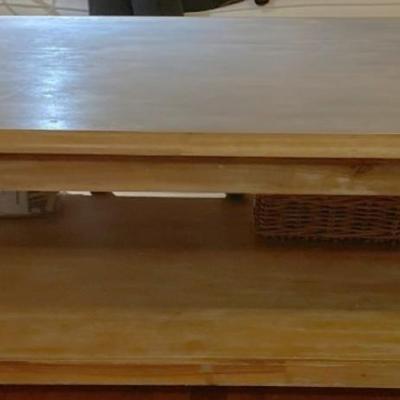 Rustic Wooden Coffee Table with Lower Shelf