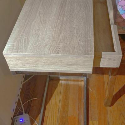 Wood and Metal End Table with Dual-Sided Drawer