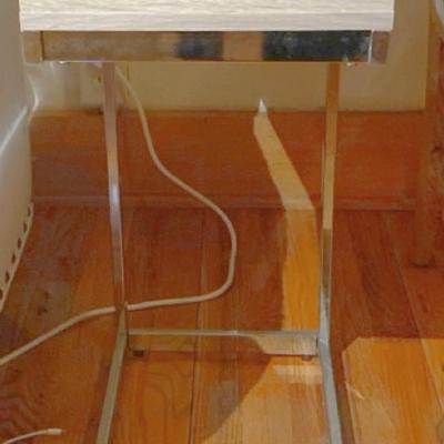 Wood and Metal End Table with Dual-Sided Drawer