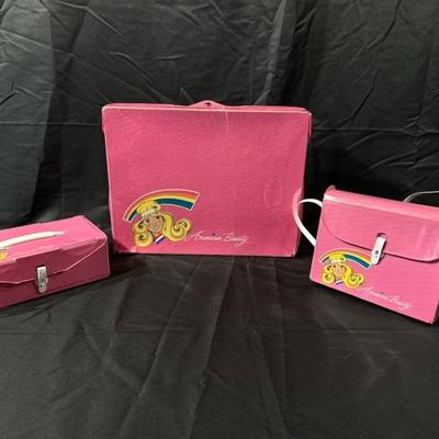 1984 Vintage Tara Toy Co American Beauty Carrying Cases and Purse for Barbie Dolls & Accessories