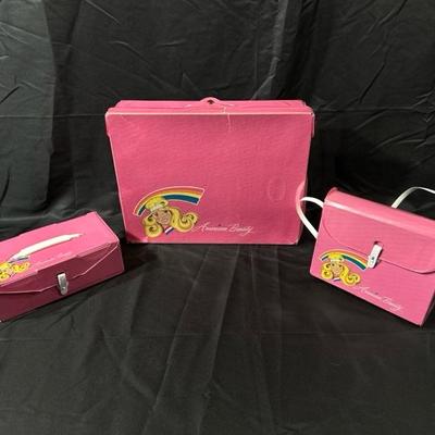1984 Vintage Tara Toy Co American Beauty Carrying Cases and Purse for Barbie Dolls & Accessories