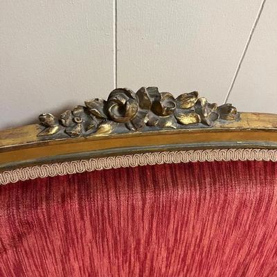 Antique French Louis XVI style Gold Wooden Red Velvet Settee/Sofa