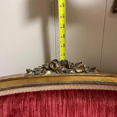 Antique French Louis XVI style Gold Wooden Red Velvet Settee/Sofa