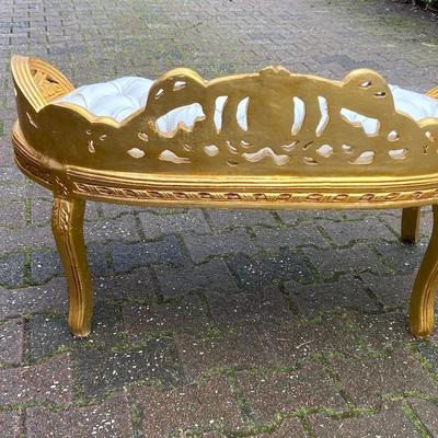 Vintage Late 20th Century White & Gold French Louis XVI Style Settee