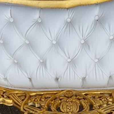 Vintage Late 20th Century White & Gold French Louis XVI Style Settee
