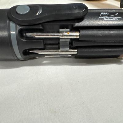 Casters flashlights and drill bits