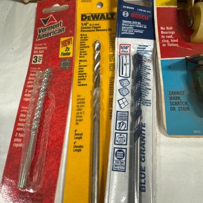 Casters flashlights and drill bits