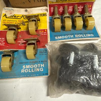 Casters flashlights and drill bits