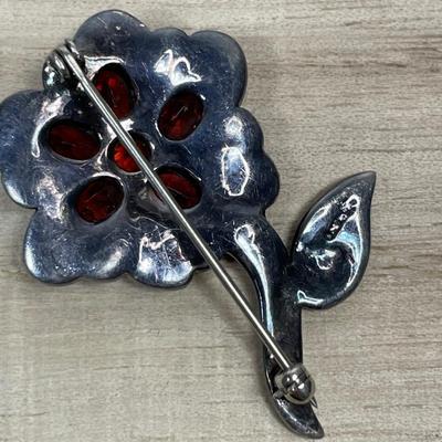 Flower & Turtle Sterling and marcasite pins
