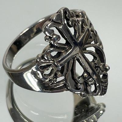 Sterling silver Cross fillagree Ring