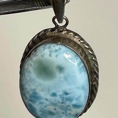 Chunky Sterling and Larimar pendant